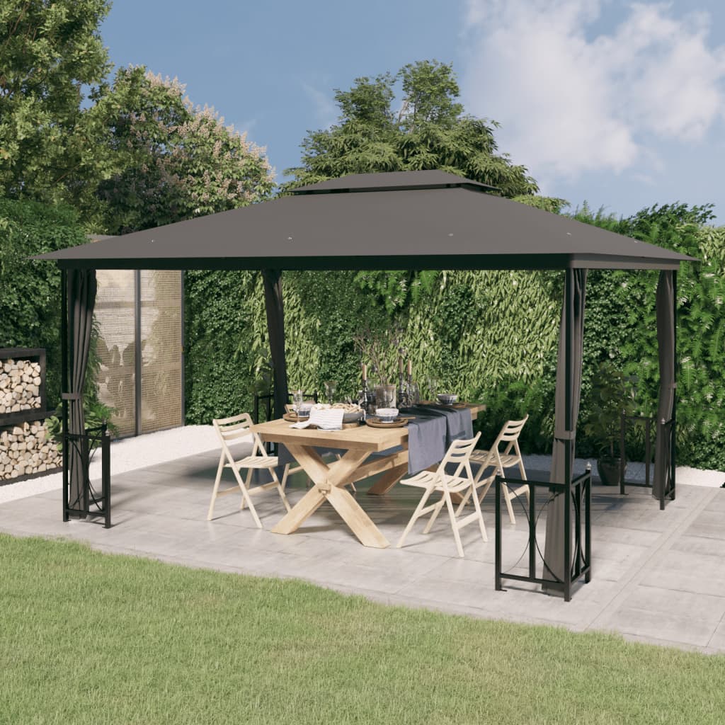 Gazebo Con Teli Laterali E Doppio Tetto