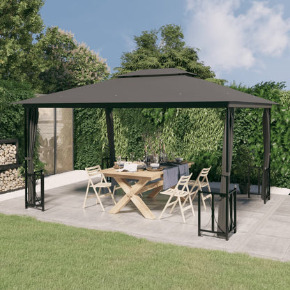 Gazebo Con Teli Laterali E Doppio Tetto
