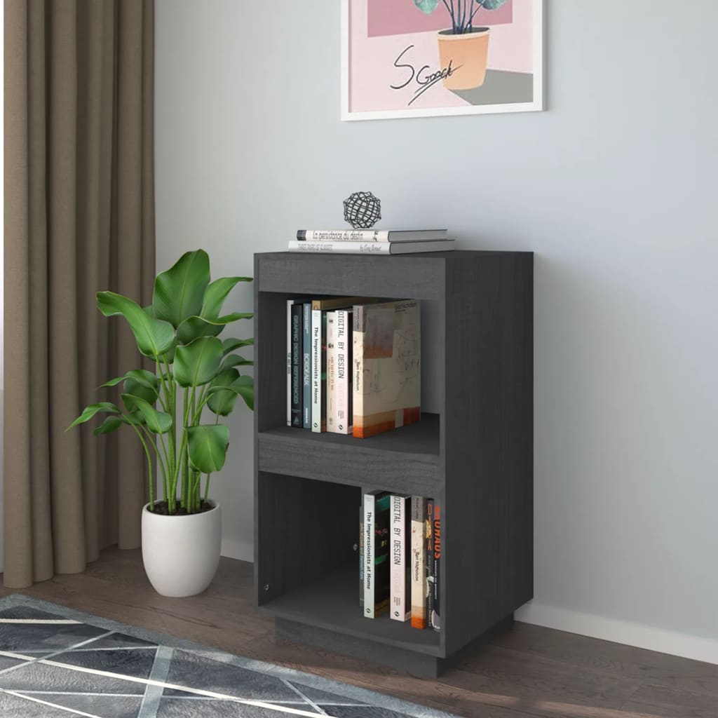 Libreria/Divisorio 80X35X In Massello Di Pino Grigio
