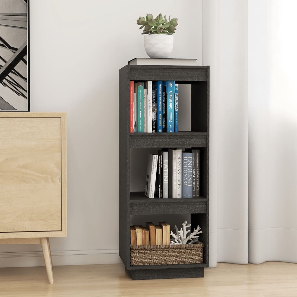 Libreria/Divisorio 80X35X In Massello Di Pino Grigio