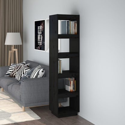 Libreria Nera 60X35X In Legno Massello Di Pino Nero