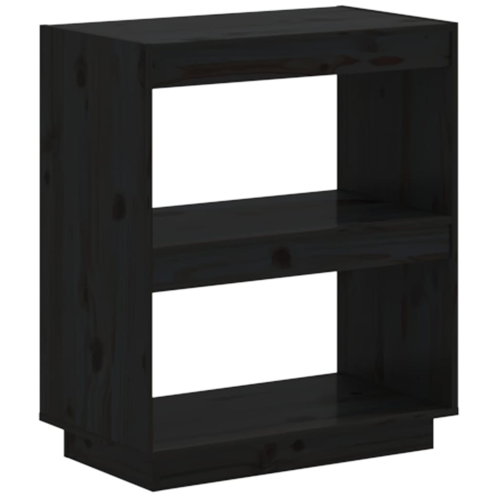 Libreria Nera 60X35X In Legno Massello Di Pino Nero