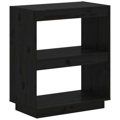 Libreria Nera 60X35X In Legno Massello Di Pino Nero