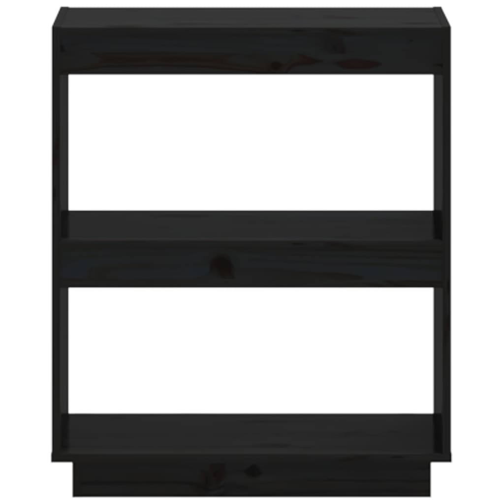 Libreria Nera 60X35X In Legno Massello Di Pino Nero