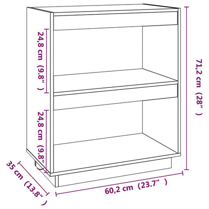 Libreria Nera 60X35X In Legno Massello Di Pino Nero