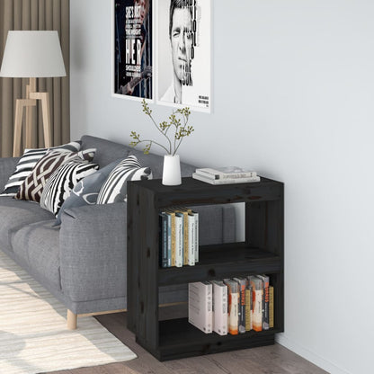 Libreria Nera 60X35X In Legno Massello Di Pino Nero