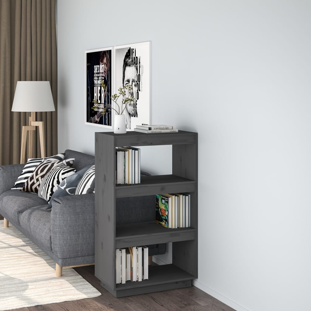 Libreria/Divisorio 80X35X In Massello Di Pino Grigio