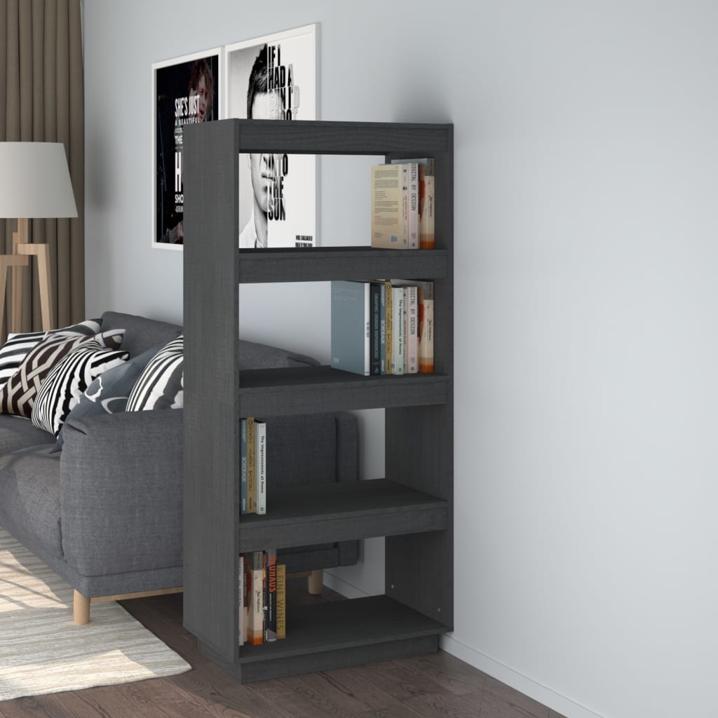 Libreria/Divisorio 80X35X In Massello Di Pino Grigio