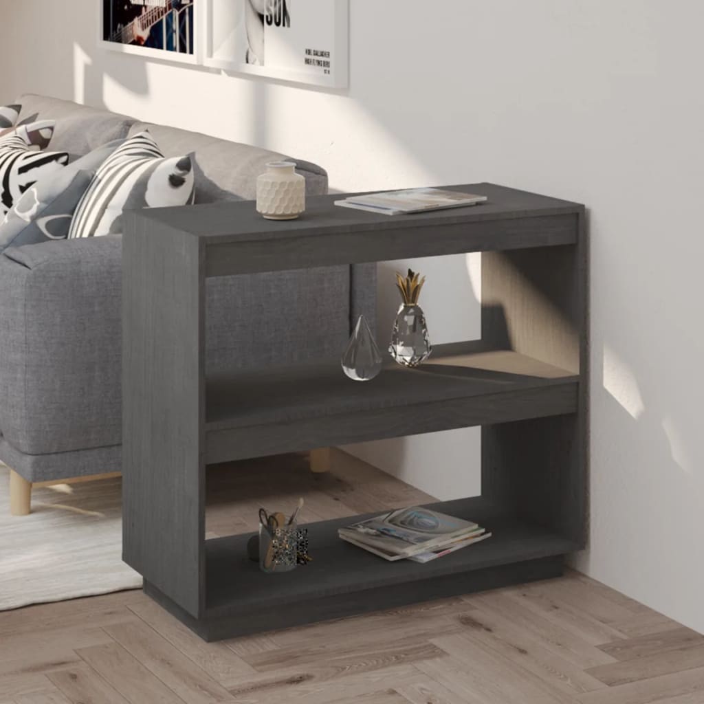 Libreria/Divisorio 80X35X In Massello Di Pino Grigio