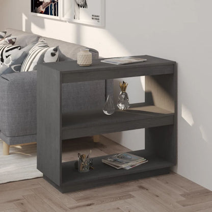 Libreria/Divisorio 80X35X In Massello Di Pino Grigio