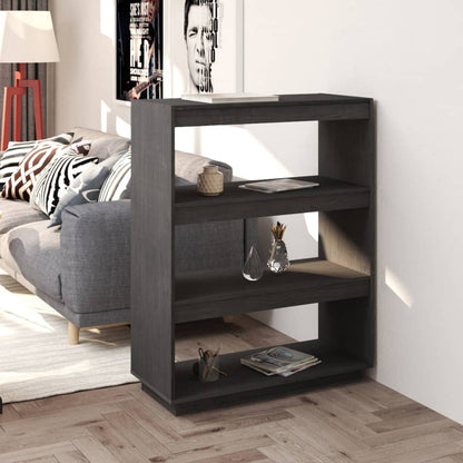 Libreria/Divisorio 80X35X In Massello Di Pino Grigio