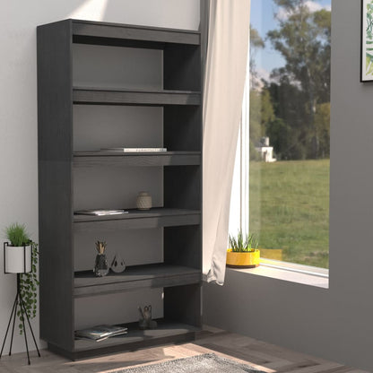 Libreria/Divisorio 80X35X In Massello Di Pino Grigio