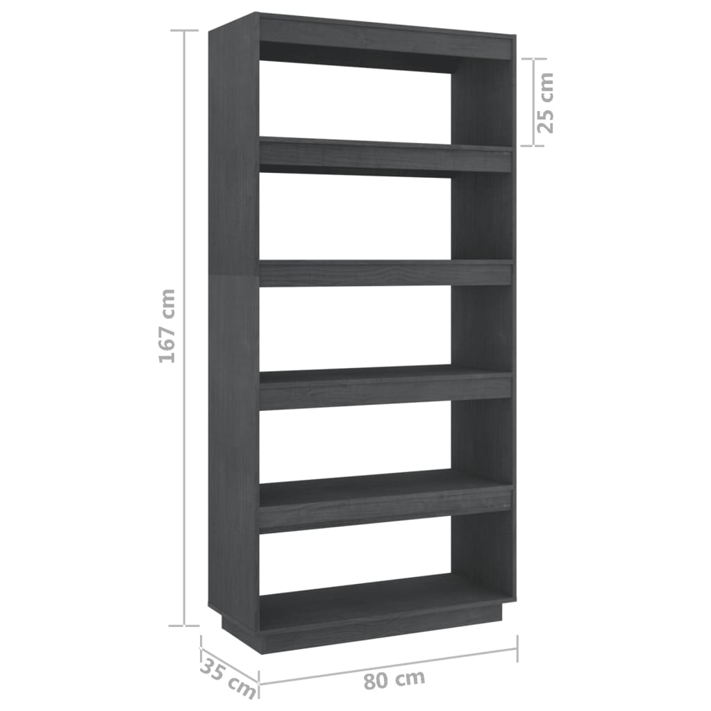 Libreria/Divisorio 80X35X In Massello Di Pino Grigio