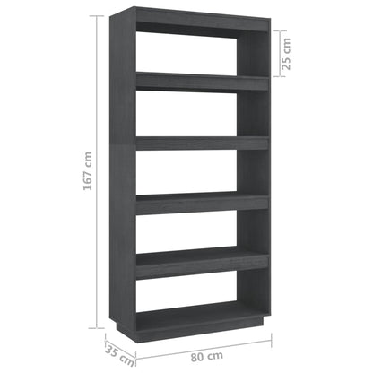 Libreria/Divisorio 80X35X In Massello Di Pino Grigio