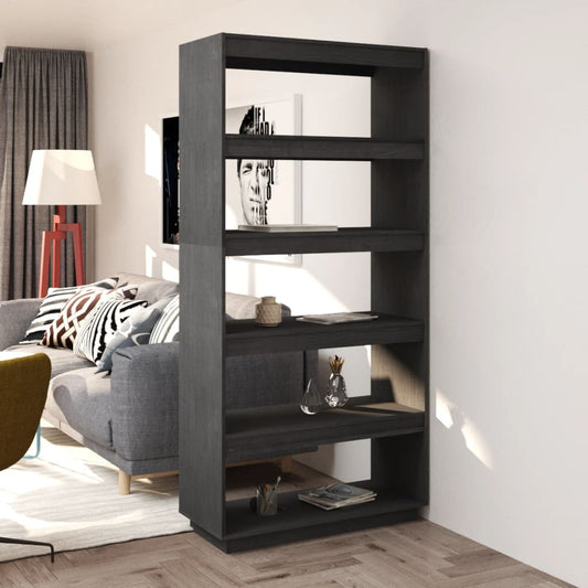 Libreria/Divisorio 80X35X In Massello Di Pino Grigio