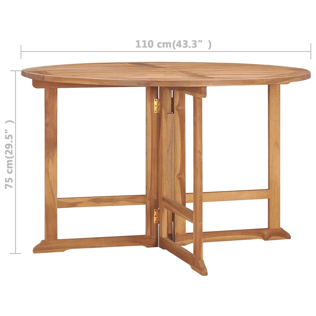 Tavolo Da Giardino Pieghevole Ø110X75 Cm In Massello Di Teak