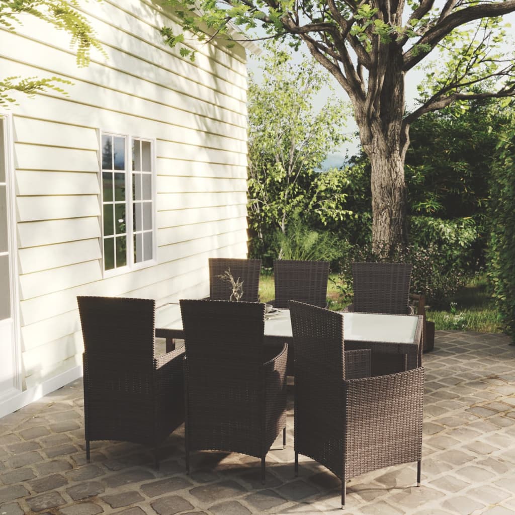 Set Mobili Da Pranzo Da Giardino 9Pz E Cuscini Polyrattan