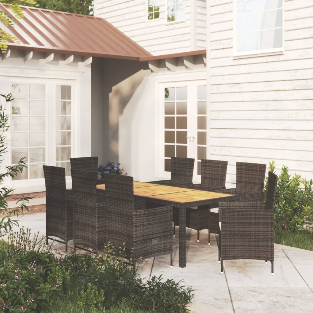 Set Mobili Da Pranzo Da Giardino 9Pz E Cuscini Polyrattan