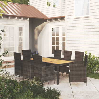 Set Mobili Da Pranzo Da Giardino 9Pz E Cuscini Polyrattan