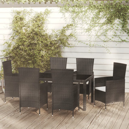 Set Mobili Da Pranzo Da Giardino 9Pz E Cuscini Polyrattan