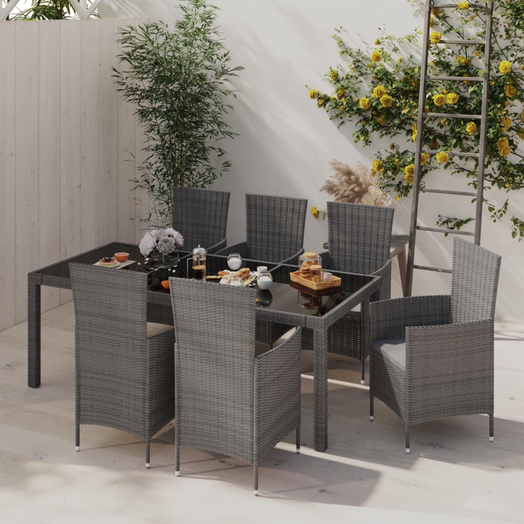 Set Mobili Da Pranzo Da Giardino 9Pz E Cuscini Polyrattan