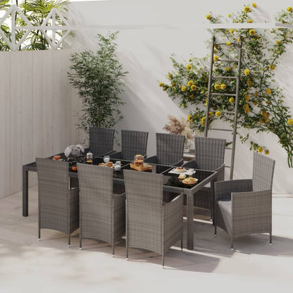 Set Mobili Da Pranzo Da Giardino 9Pz E Cuscini Polyrattan