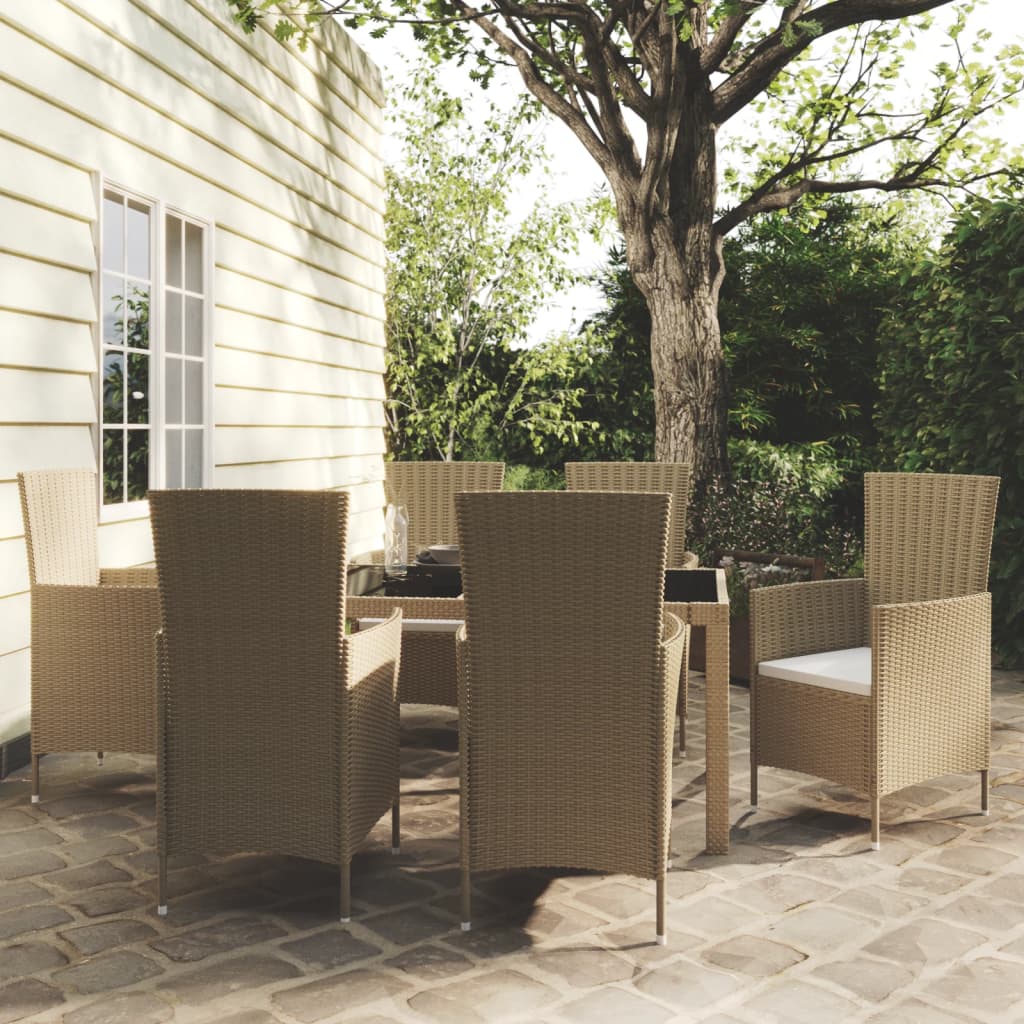 Set Mobili Da Pranzo Da Giardino 9Pz E Cuscini Polyrattan