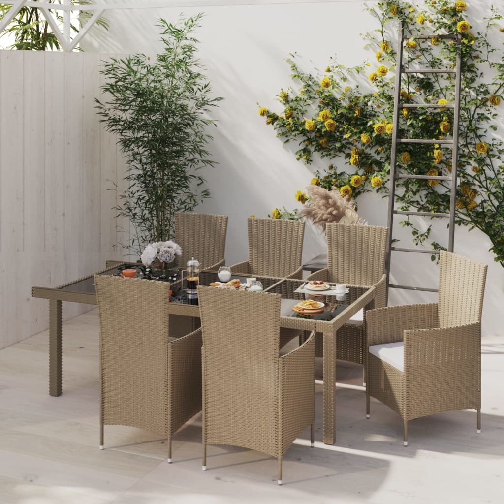 Set Mobili Da Pranzo Da Giardino 9Pz E Cuscini Polyrattan