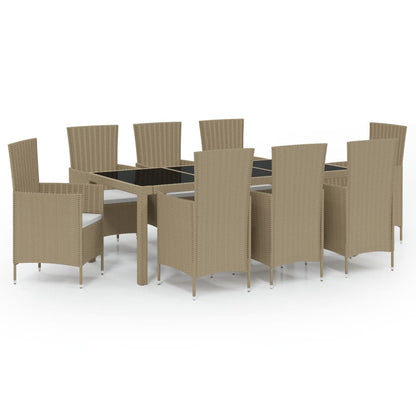 Set Mobili Da Pranzo Da Giardino 9Pz E Cuscini Polyrattan