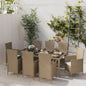 Set Mobili Da Pranzo Da Giardino 9Pz E Cuscini Polyrattan
