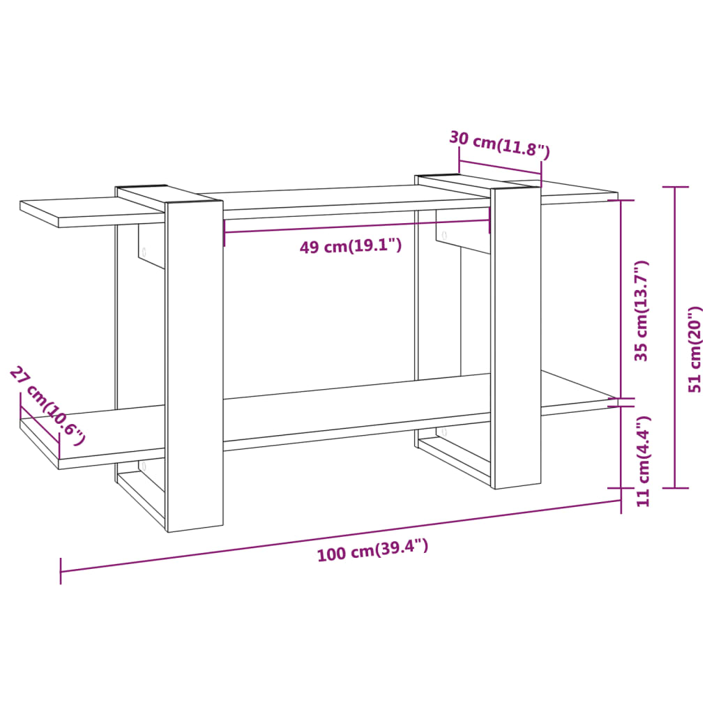 Libreria 100X30X51 Cm In Legno Multistrato