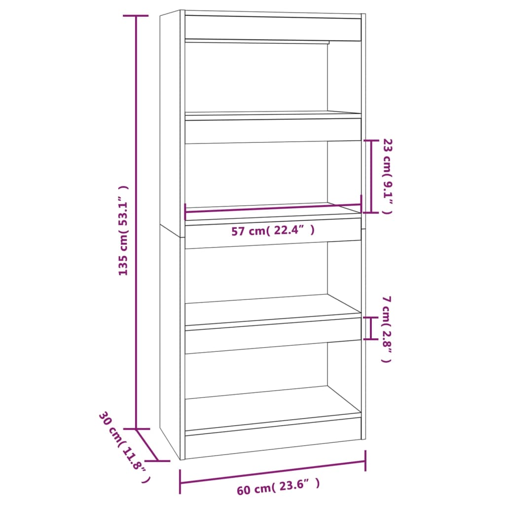 Libreria/Divisorio 60X30X135Cm Legno Multistrato