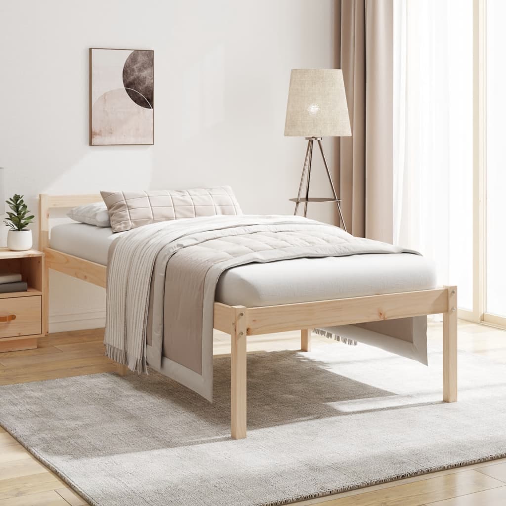 Letto Per Anziani Marrone Cera Legno Massello Di Pino