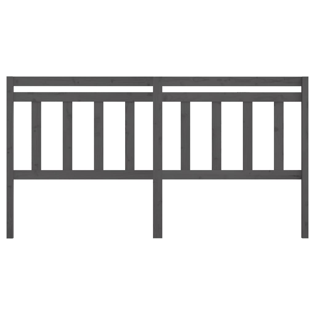 Testiera Per Letto Grigia 186X4X100Cm In Legno Massello Di Pino