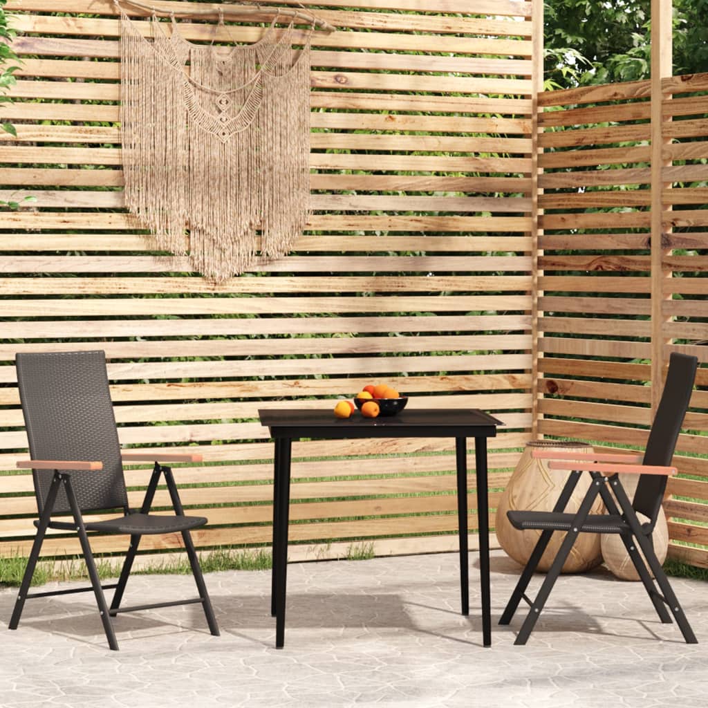 Set Mobili Da Pranzo Per Giardino 7 Pz Nero