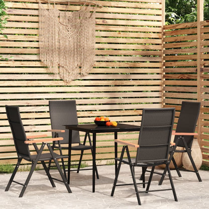 Set Mobili Da Pranzo Per Giardino 7 Pz Nero