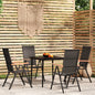 Set Mobili Da Pranzo Per Giardino 7 Pz Nero