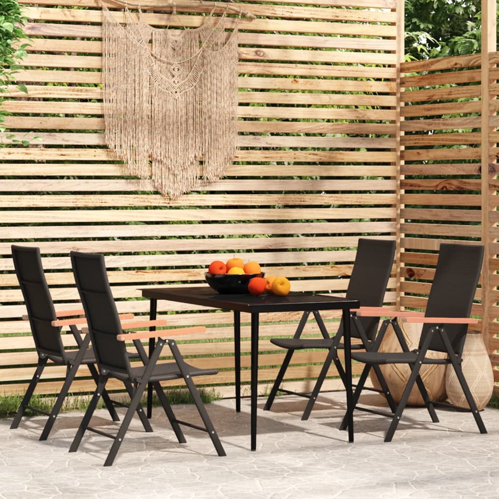 Set Mobili Da Pranzo Per Giardino 7 Pz Nero