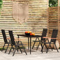 Set Mobili Da Pranzo Per Giardino 7 Pz Nero