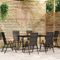 Set Mobili Da Pranzo Per Giardino 7 Pz Nero