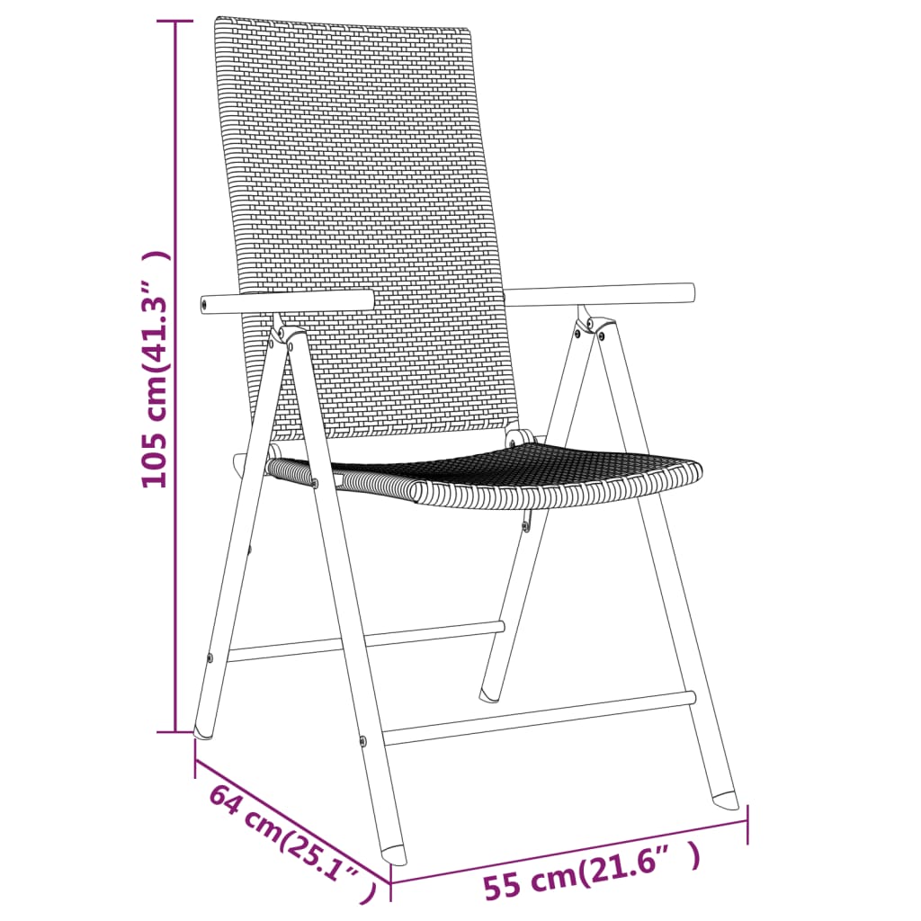 Set Mobili Da Pranzo Per Giardino 7 Pz Nero