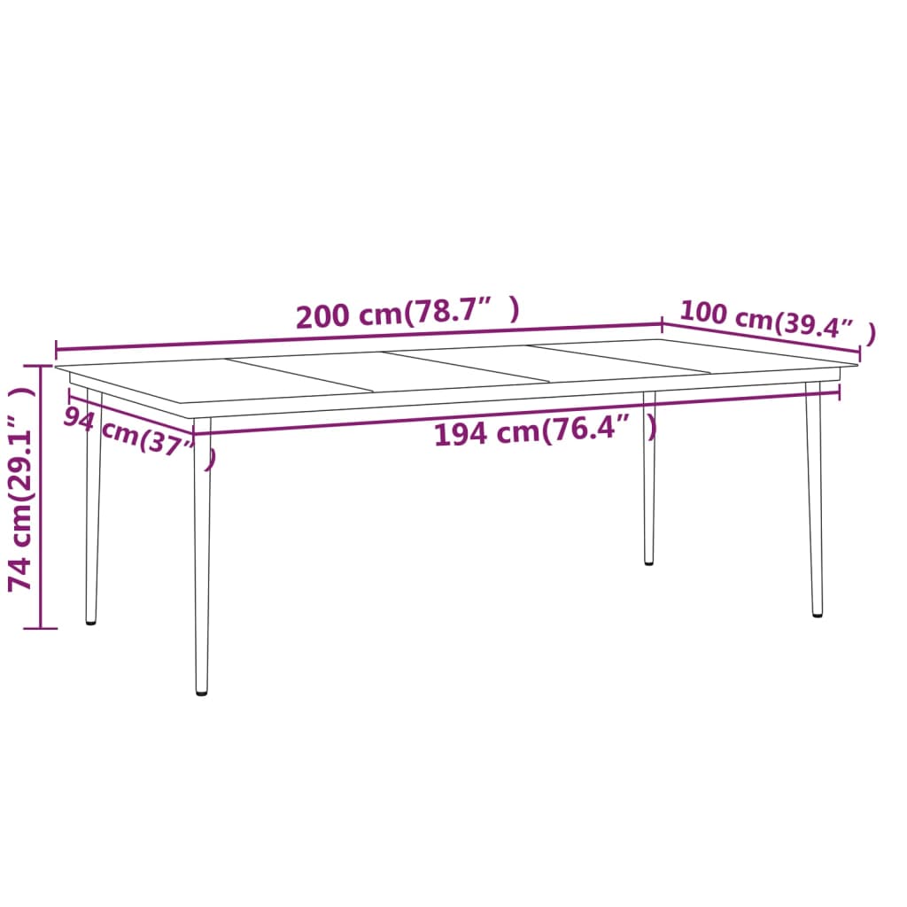 Set Mobili Da Pranzo Per Giardino 7 Pz Nero