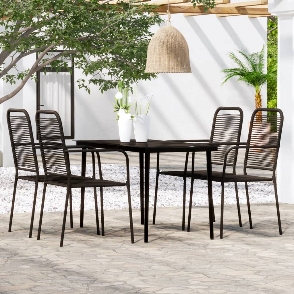 Set Mobili Da Pranzo Per Giardino 5 Pz Nero