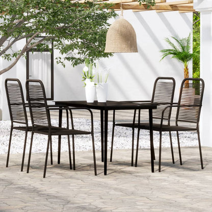 Set Mobili Da Pranzo Per Giardino 5 Pz Nero