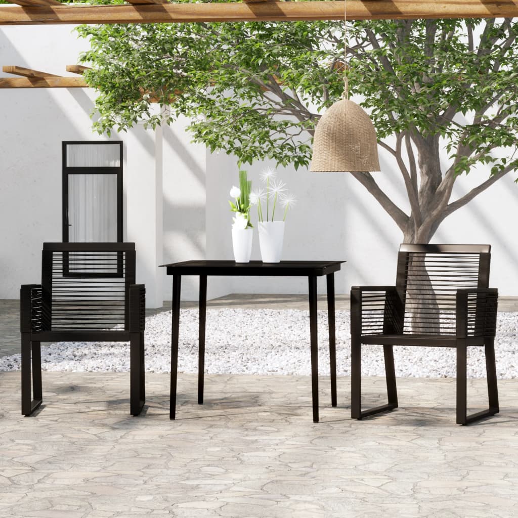 Set Mobili Da Pranzo Per Giardino 7 Pz Nero