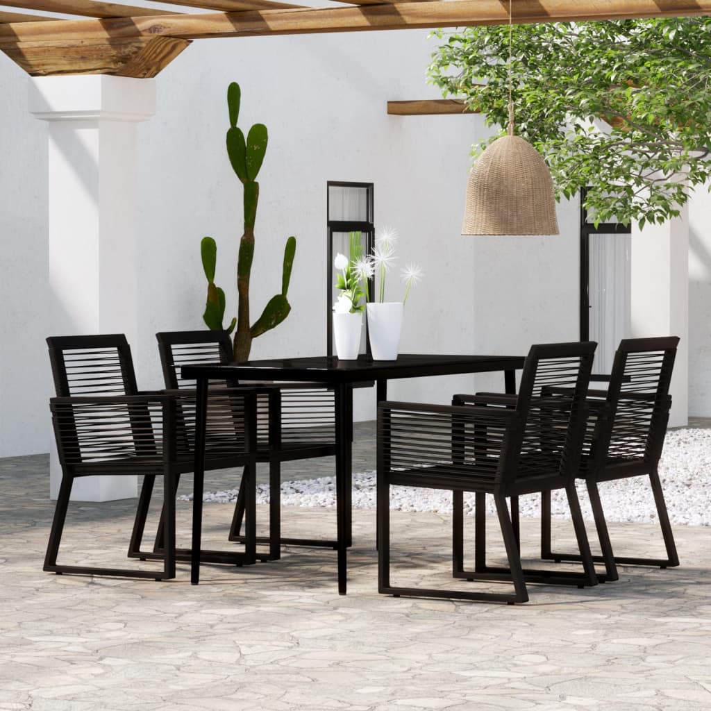 Set Mobili Da Pranzo Per Giardino 7 Pz Nero