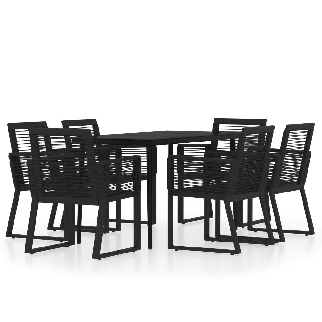 Set Mobili Da Pranzo Per Giardino 7 Pz Nero