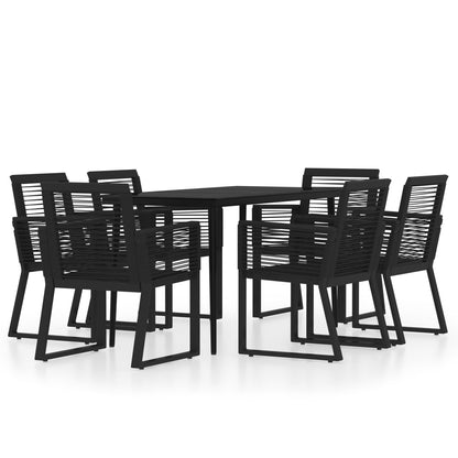 Set Mobili Da Pranzo Per Giardino 7 Pz Nero
