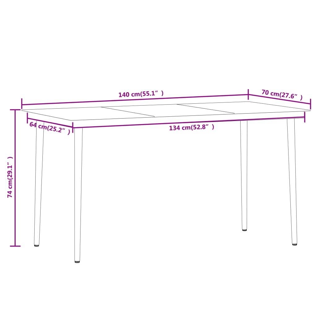 Set Mobili Da Pranzo Per Giardino 7 Pz Nero