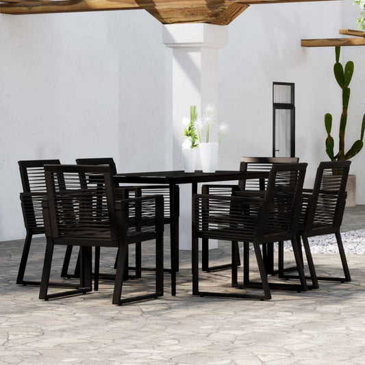 Set Mobili Da Pranzo Per Giardino 7 Pz Nero